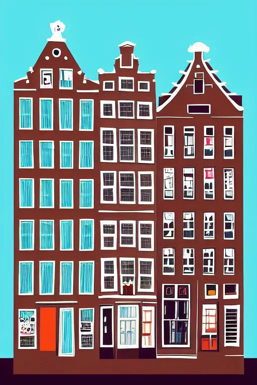 Image similar to amsterdam, illustration, in the style of katinka reinke