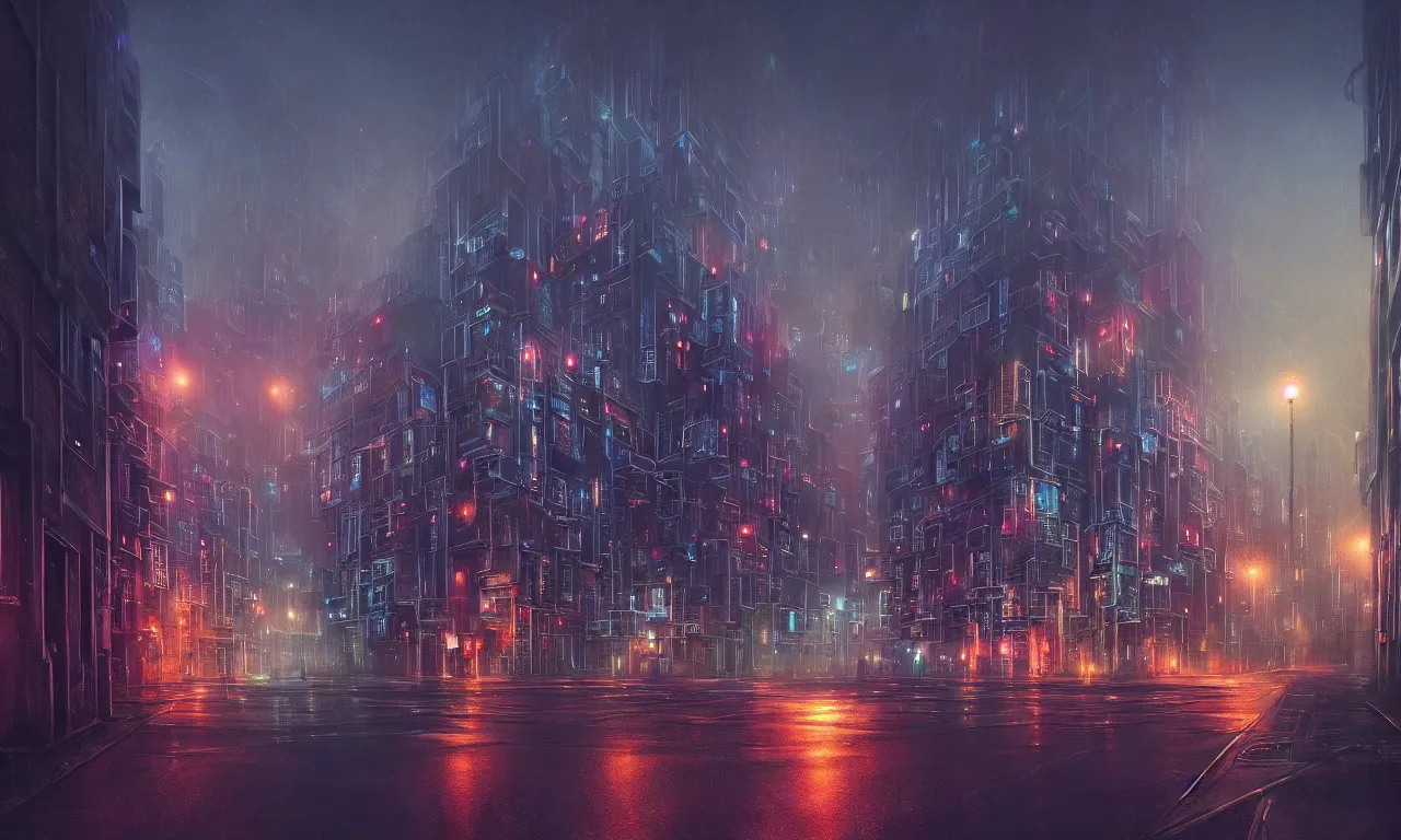 Image similar to colorful photograph of a futuristic city, science fiction, night lights, beautifully lit buildings, mystic hues, distant, sharp focus, volumetric lights, digital art, RTX, hyperrealistic, cinematic, by lee madgwick