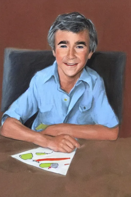 Image similar to a childs drawing of randy mantooth as johnny gage