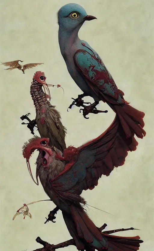 Image similar to anthro bird creature painting by chiara bautista, beksinski and norman rockwell and greg rutkowski weta studio, and lucasfilm