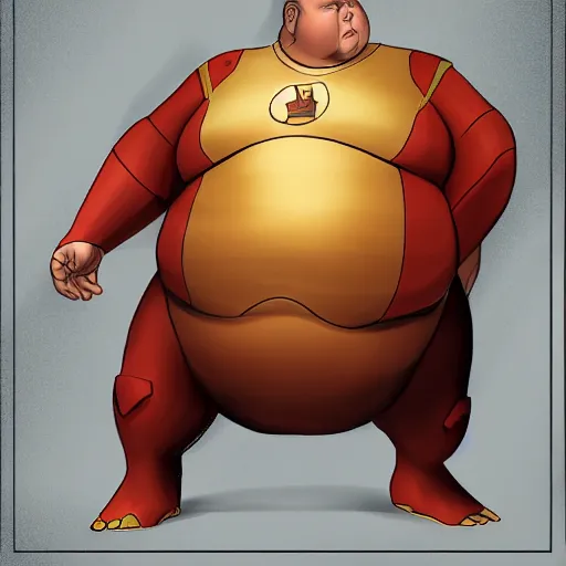 Prompt: I read harry potter and the sorcerers stone and this is what morbidly obese ironman looks like, trending on ArtStation