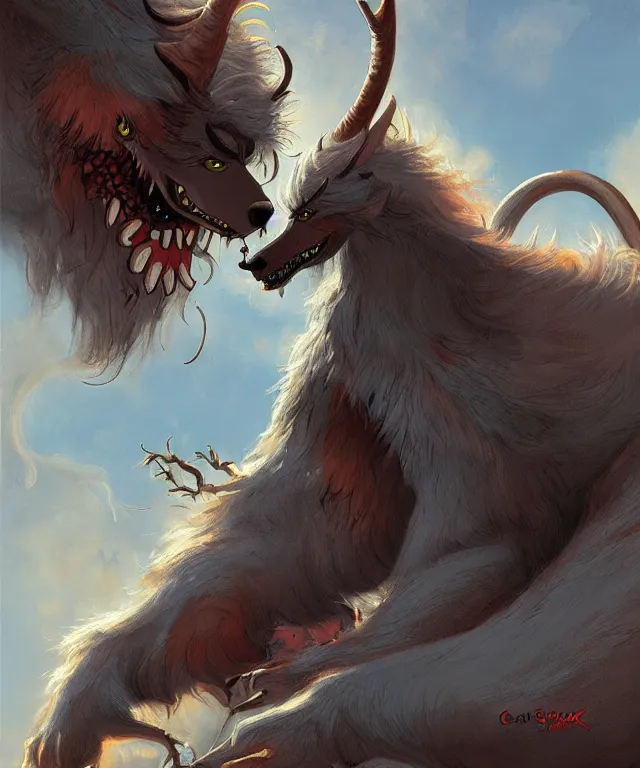 Image similar to a mythical creature covered in fur and spitting caustic acid, fantasy, elegant, digital painting, artstation, concept art, matte, sharp focus, illustration, art by carl barks