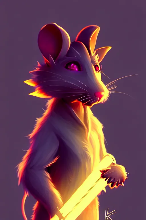 Image similar to a rat fursona, trending on artstation, by kawacy, furry art, digital art, cyberpunk, high quality, backlighting