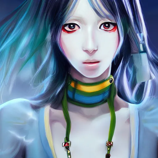 Image similar to anime girl, gucci catwalk, oil painting, digital art, ultradetailed, artstation