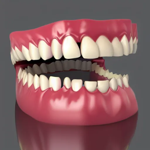 Image similar to poorly rendered 3 d set of teeth