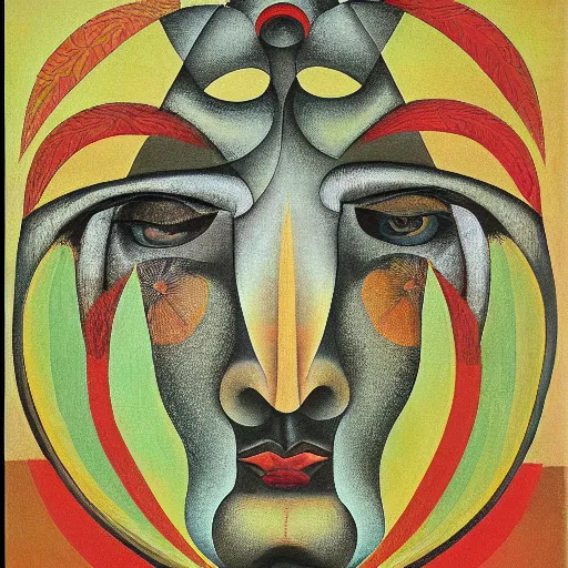 Image similar to floral face portrait by leonetto cappiello and wojciech siudmak and ernst fuchs, anni albers, oil on canvas