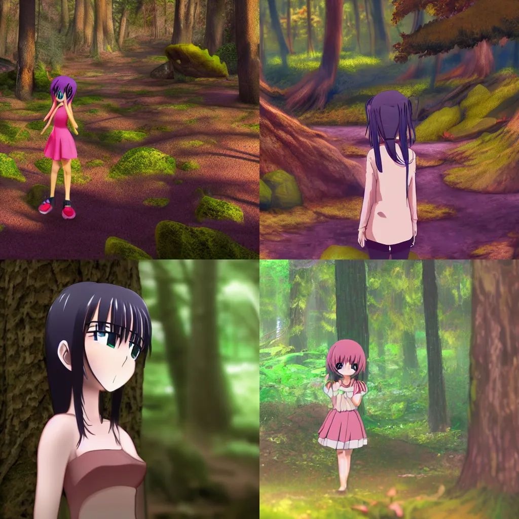 Prompt: Anime Girl In A Forest, 4K, Claymation