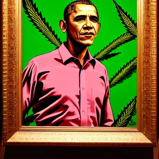 Image similar to obama and marijuana by kehinde wiley