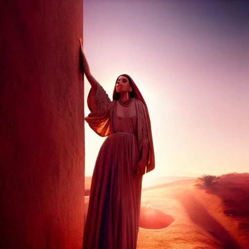 Image similar to photographic portrait of a stunningly beautiful renaissance moroccan female in soft dreamy light at sunset, contemporary fashion shoot, by edward robert hughes, annie leibovitz and steve mccurry, david lazar, jimmy nelsson, breathtaking, 8 k resolution, extremely detailed, beautiful, establishing shot, artistic, hyperrealistic, beautiful face, octane render