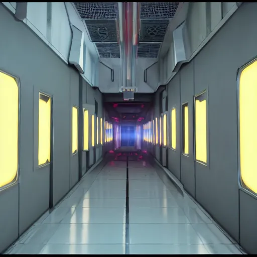 Image similar to futuristic horror science facility corridor, scp, unreal engine 5, rtx, next - gen graphics, secure contain protect, aaa game trailer, cinematic lighting, 3 d render, 4 k 6 0 fps, teaser, cinema 4 d