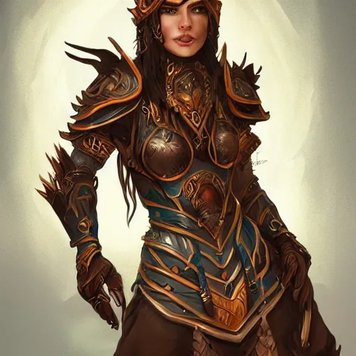 Image similar to beautiful earthen sorceress wearing wooden armor, trending on artstation, ultra fine detailed, hyper detailed, hd, concept art, digital painting