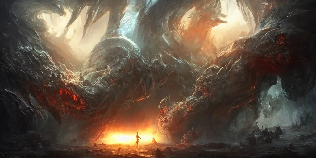 Image similar to hordes of beasts coming out of a dimensional portal, concept art, digital illustration, trending on artstation, deviantart, artgerm, epic composition, masterpiece, highly detailed, advanced technique, ambient lighting, wlop, ross draws