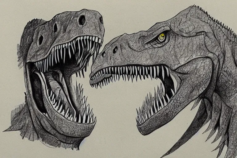 Prompt: ( tyrannosaurus, t - rex, dinosaur ) drawing