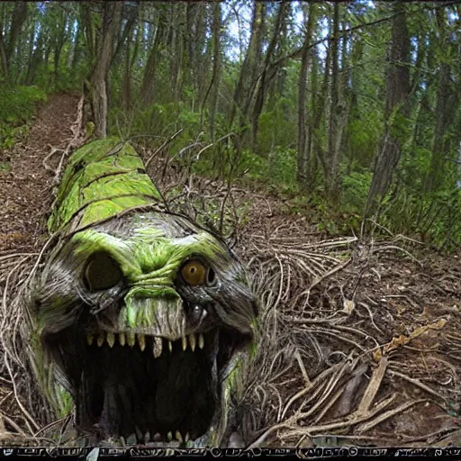 Prompt: realistic rotten monster , trail cam