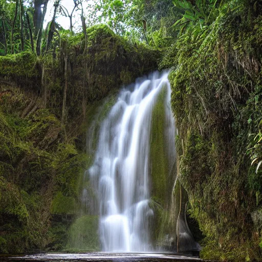 Prompt: landscape, nature, neglected, waterfall, pterodactyl, jungle n9