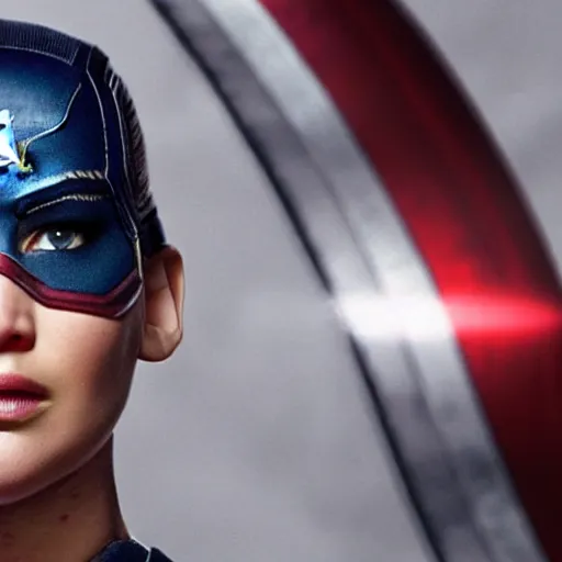 Prompt: Jennifer Lawrence as Captain America