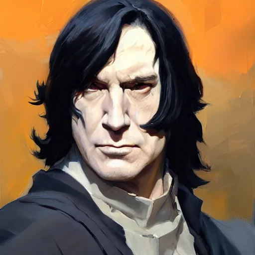 Image similar to greg manchess portrait painting of partially armored severus snape as overwatch character, medium shot, asymmetrical, profile picture, organic painting, sunny day, matte painting, bold shapes, hard edges, street art, trending on artstation, by huang guangjian and gil elvgren and sachin teng