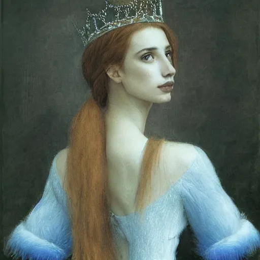 Image similar to emma roberts as a queen of feathers by rosetti and alan lee