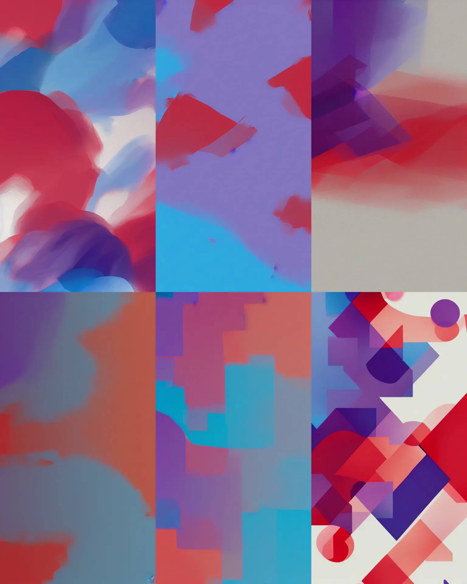Prompt: a painterly minimal abstract wallpaper, muted colors, blue, purple, red, behance, artstation, deviantart