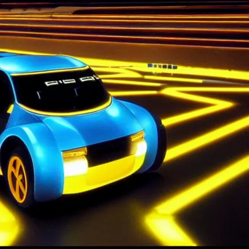 Image similar to epic Renault 4 cars in the Movie TRON (2010)