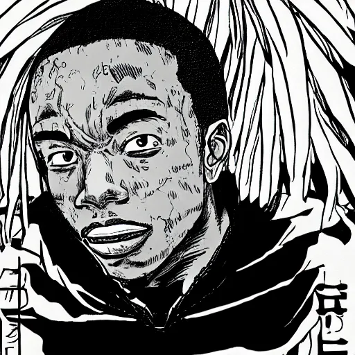 Image similar to manga panel of dr dre in the style of kentaro miura, 8 k, 4 k, masterpiece, trending on artstation