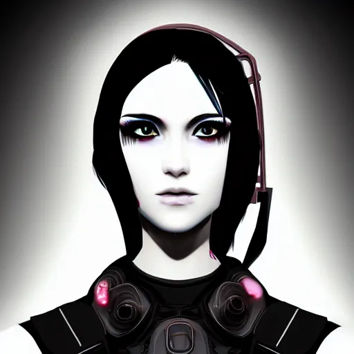 Prompt: headshot digital artwork of cyberpunk woman wearing thick black choker around neck, collar on neck, realistic, artstation cyberpunk art, cyberpunk style, neon,