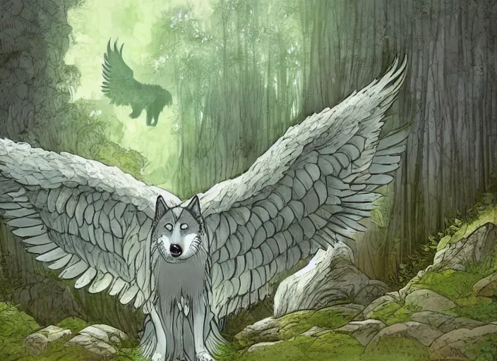 angel wolf with wings