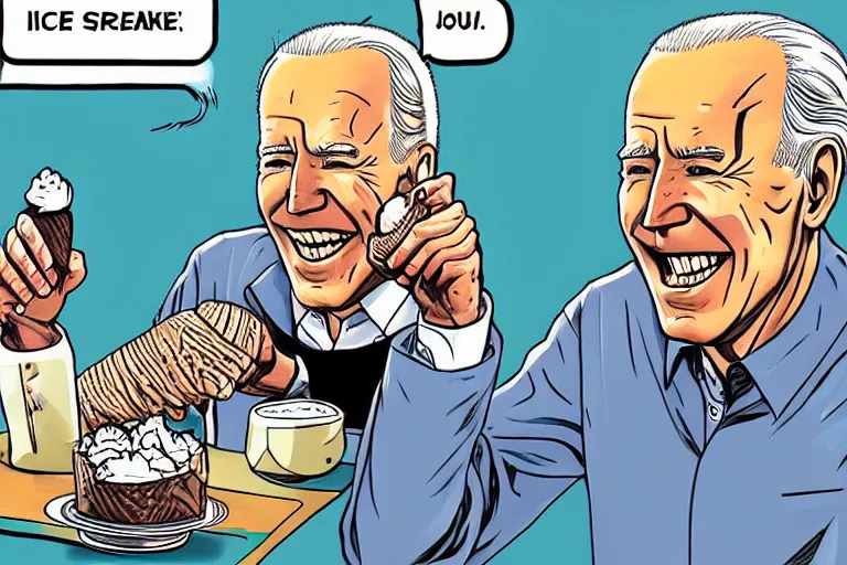 Image similar to joe Biden eating ice cream, Junji Ito