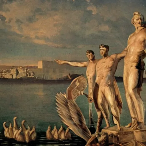 Prompt: The duck colossus of Rhodes