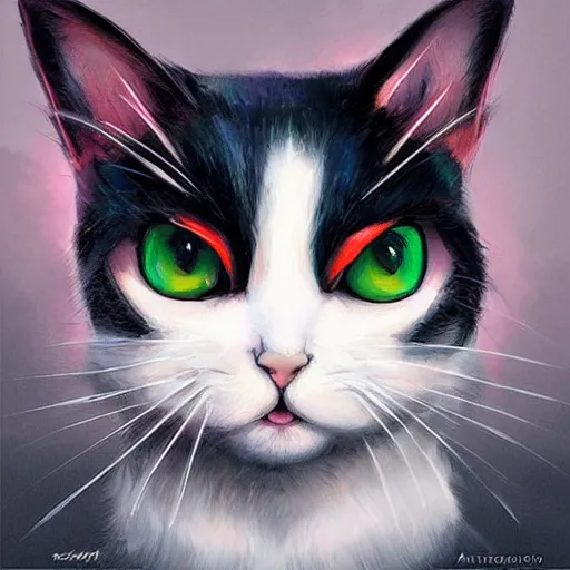 Image similar to Kawaii Cat in the style of stefan kostic, art by artgerm