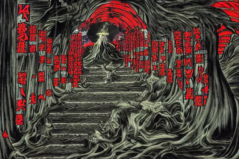 Image similar to japanese hell\'s gate, beskinski
