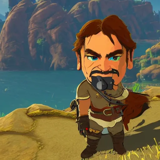 Prompt: quentin tarantino in the video game breath of the wild