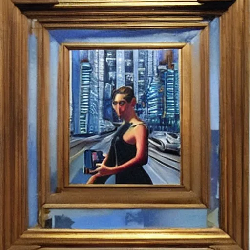 Prompt: picture of a painting of a picture, inception, mirrorlike, art deco