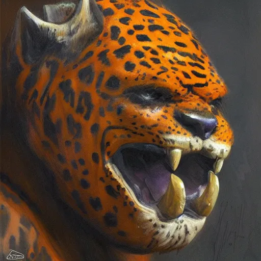 Image similar to Strong wrestler wearing a jaguar mask, closeup character portrait art by Donato Giancola, Craig Mullins, digital art, trending on artstation