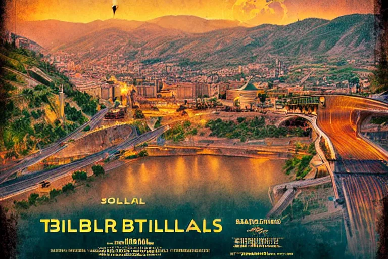 Prompt: tbilisi poster art, solarpunk, cinematic