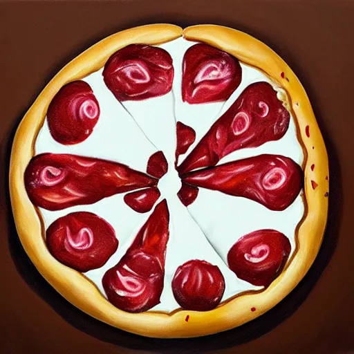 Image similar to photorealistic painting of ice cream pizza, 1 0 8 0 p award - winning painting