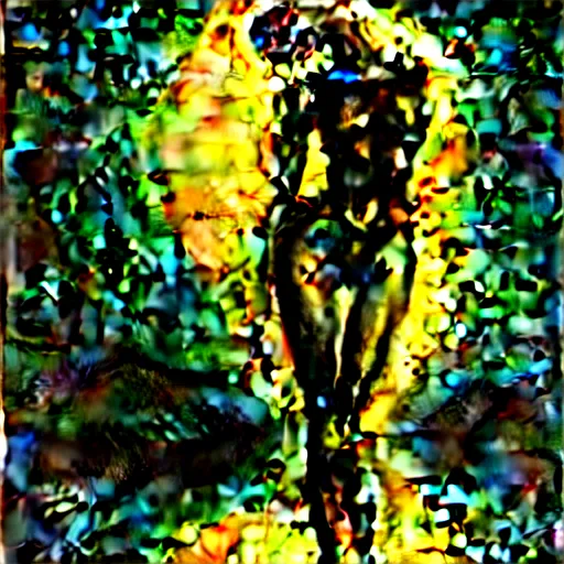 Prompt: dark green steamy hi-tech sci-fi lab at night, realistic gustave coubert painting of black onyx skin woman with beautiful face dressed in rags exposed guts crawling in two legs and dripping golden metalic fluid from intestine into a puddle of golden liquid on the floor.