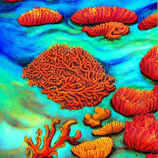 Prompt: a painting of the coral reefs, melting