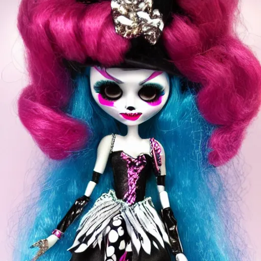 Prompt: monster high haunt couture doll in box, photography, hd, award winning photo.