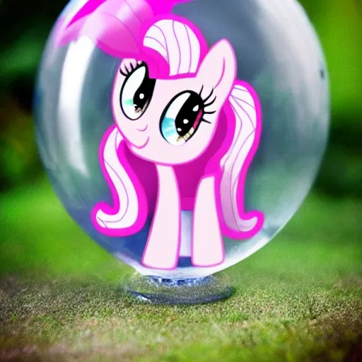 Image similar to Pinkie Pie 💓🐴 trapped inside a crystal ball 🔒🔮