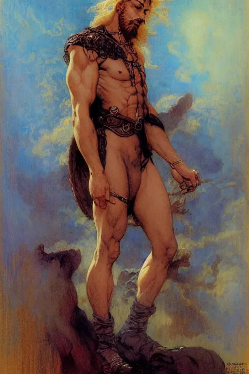 Image similar to male, wizard, character design, painting by gaston bussiere, katsuya terada, frank frazetta, tom of finland, trending on artstation