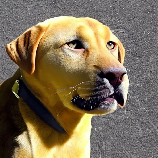 Prompt: a hybrid between a yellow lab and a panther