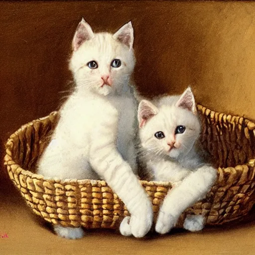 Prompt: basket of kittens bastien - lepage