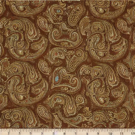 Prompt: Paisley Pattern Gold Brown