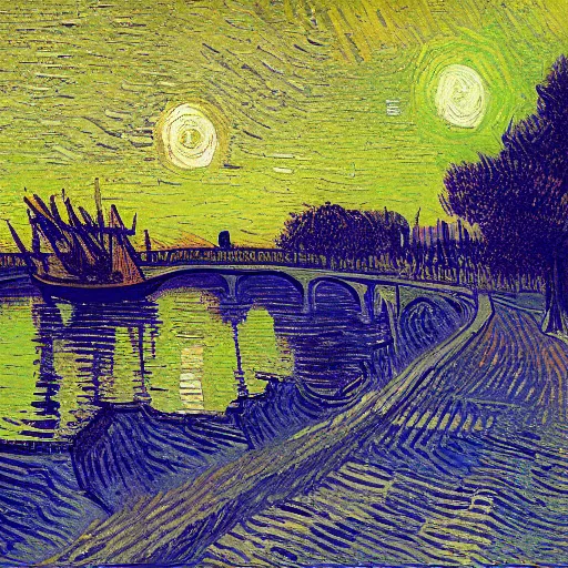 Prompt: sunny day - digital art by vincent van gogh