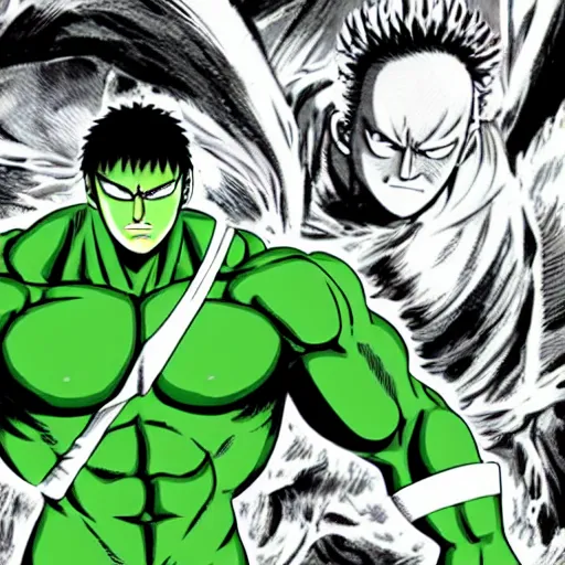 Image similar to one punch man manga artstyle hulk