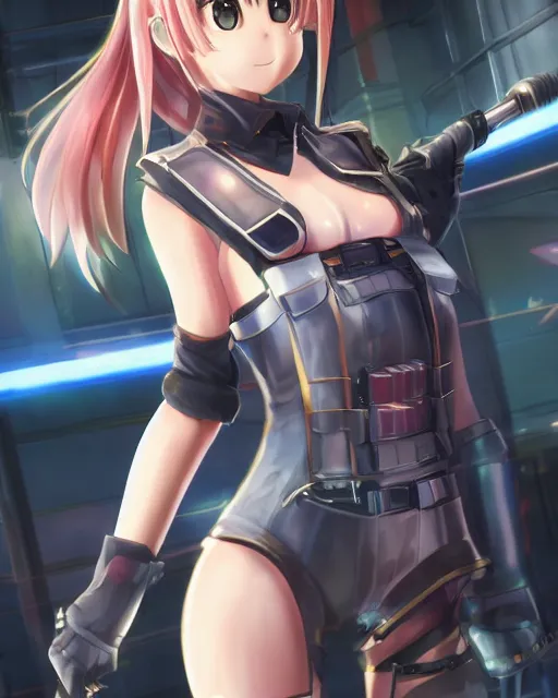 Image similar to full body portrait of anime girl in mechanic armor in night tokyo screenshot of anime by makoto sinkai, perfect face, fine details