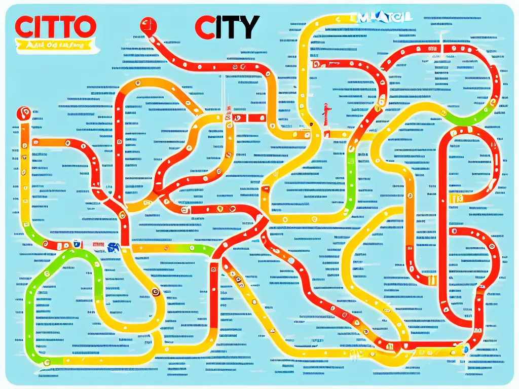 Image similar to a city metro map. the overall layout is akin to an octopus. illustration, infographic, stylised, clean, bold simple colours with legible and dyslexic friendly fonts.