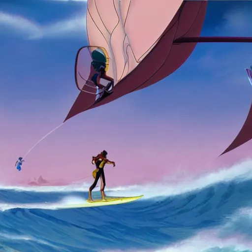 Image similar to the solar surfing scene from the move treasure planet