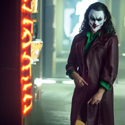 Prompt: stunning awe inspiring mila kunis as the joker, movie still 8 k hdr atmospheric lighting